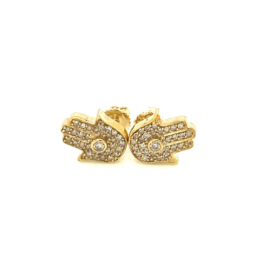 Diamond earrings hamsa 10k yellow gold EY1176Y