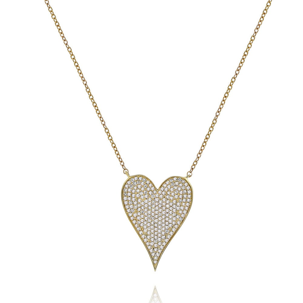 Diamond heart necklace pendant 14k yellow gold FN2483A