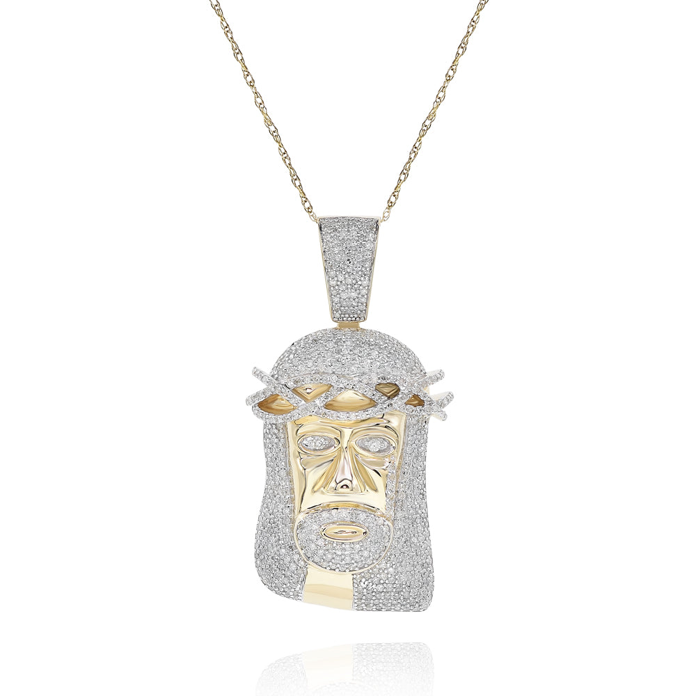 Diamond Jesus head 14k yellow gold FOPR5881