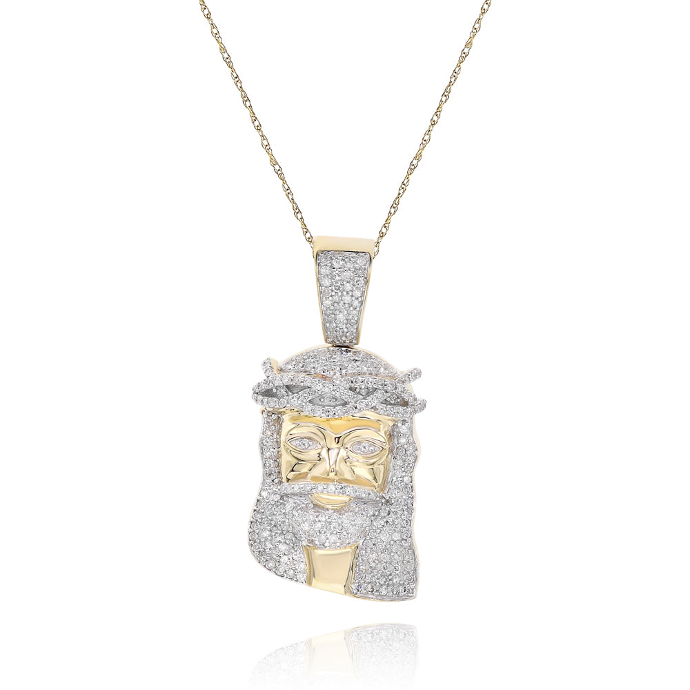 Diamond Jesus head 14k yellow gold FOPR5882