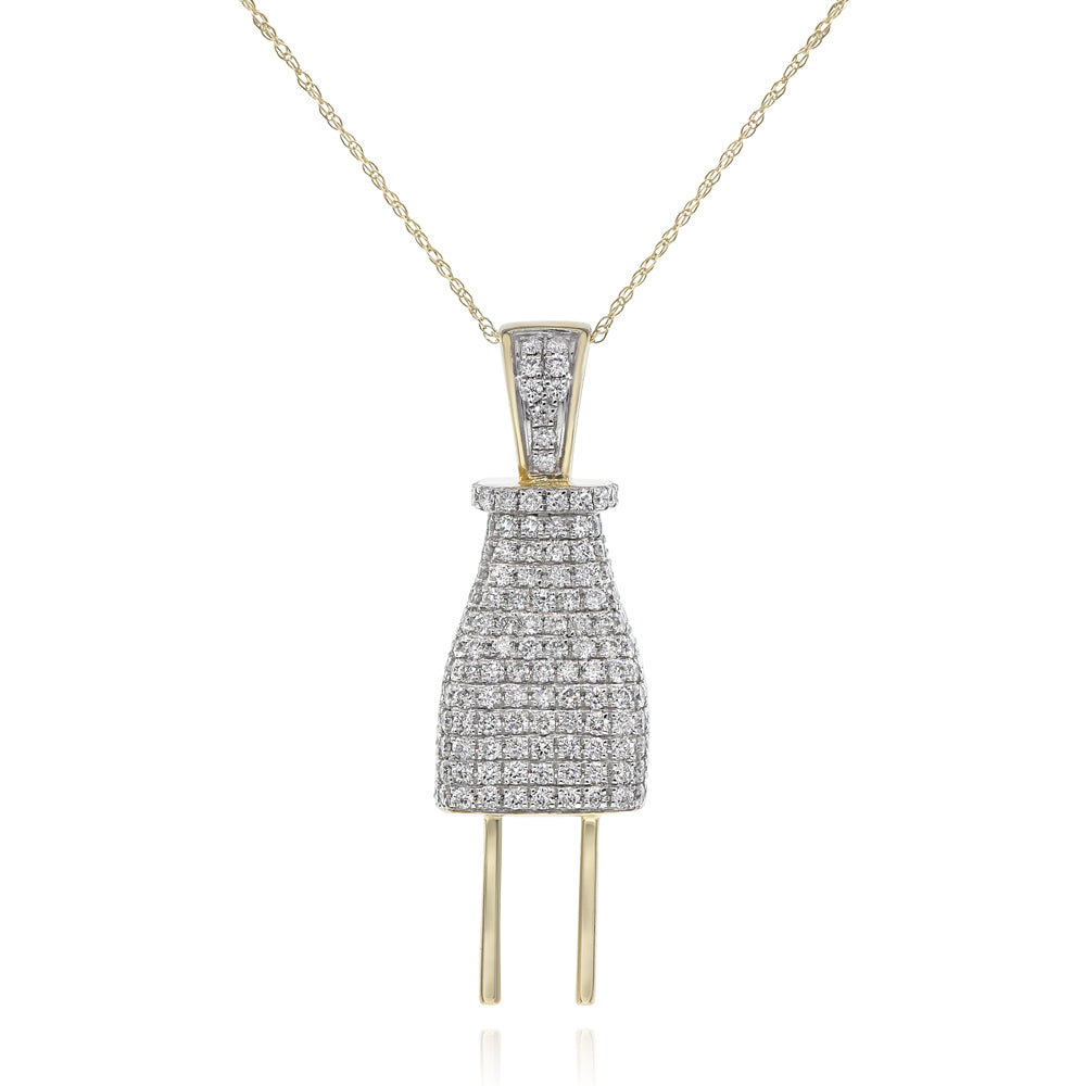 Diamond plug pendant 14k yellow gold FOPR7036