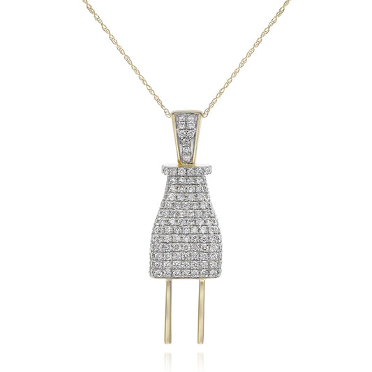 Diamond plug pendant 14k yellow gold FOPR7036