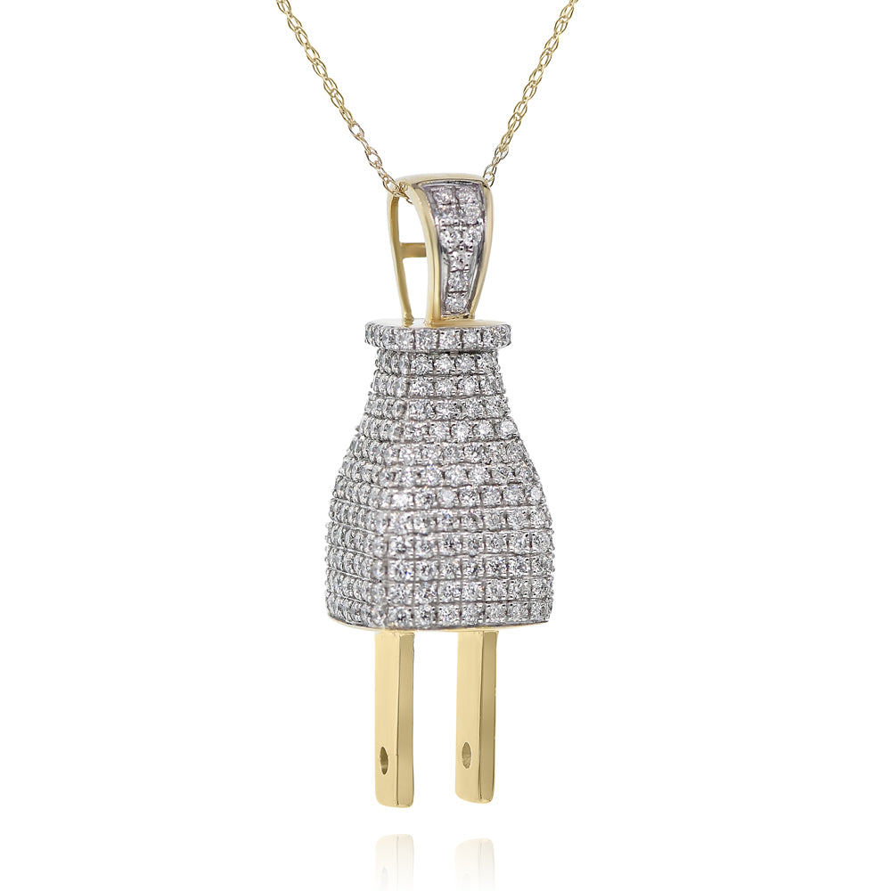 Diamond plug pendant 14k yellow gold FOPR7036