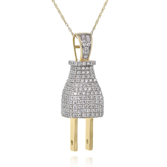 Diamond plug pendant 14k yellow gold FOPR7036