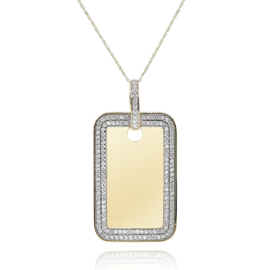 Diamond dog-tag pendant 14k yellow gold FOPR8586