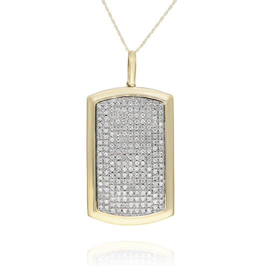 Diamond dog-tag pendant 14k yellow gold FOPR8602