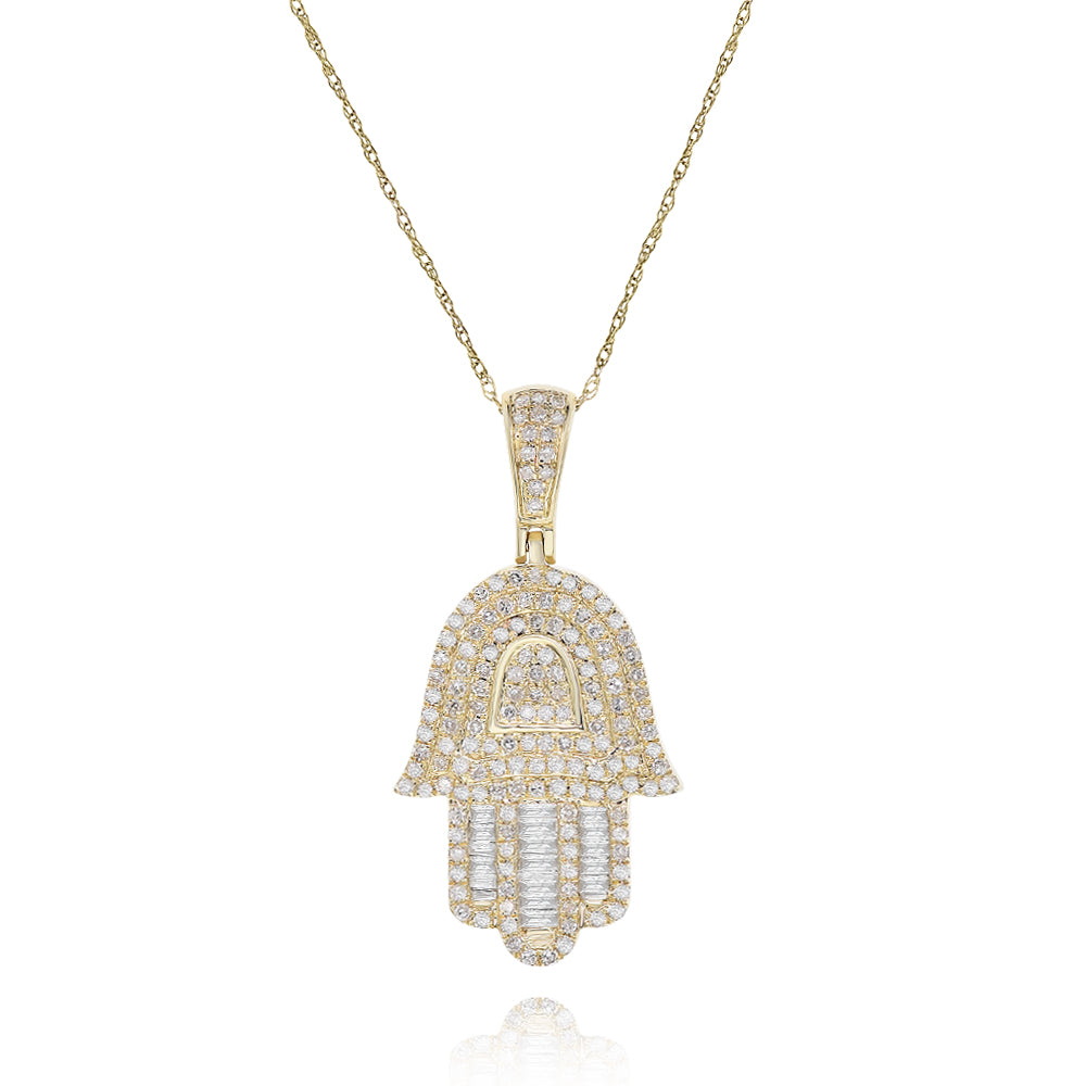 Diamond hamsa pendant 14k gold FOPRB10203