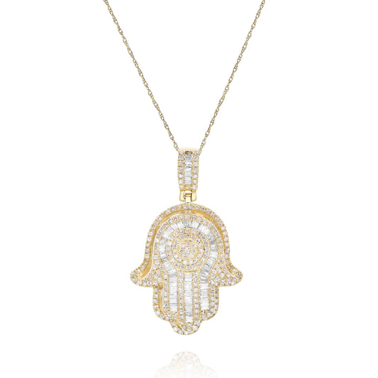 Diamond hamsa pendant 14k gold FOPRB10266