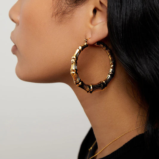 Bamboo vermeil gold hoop earrings