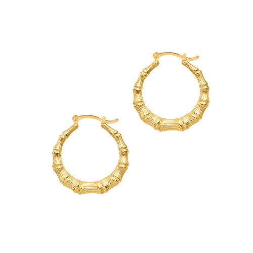 Bamboo vermeil gold hoop earrings