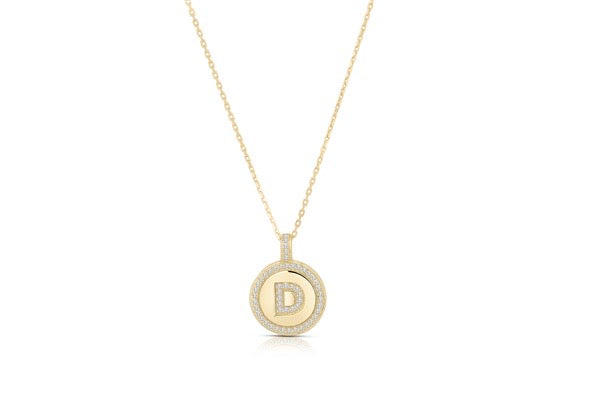 CZ Disc Initial Pendant