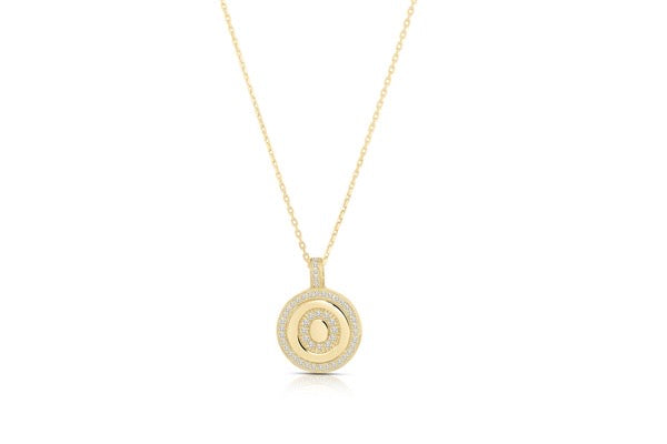 CZ Disc Initial Pendant