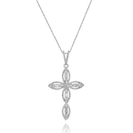 Diamond cross pendant 14k white gold  JBP89783