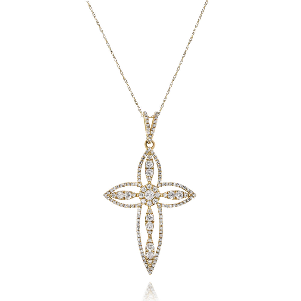 Diamond cross pendant 14k yellow gold  JBP89807A