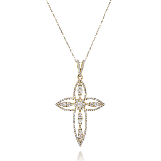 Diamond cross pendant 14k yellow gold  JBP89807A