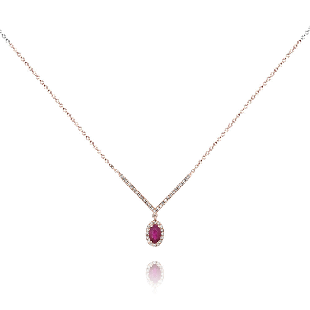 Diamond necklace 14k rose gold N18711H