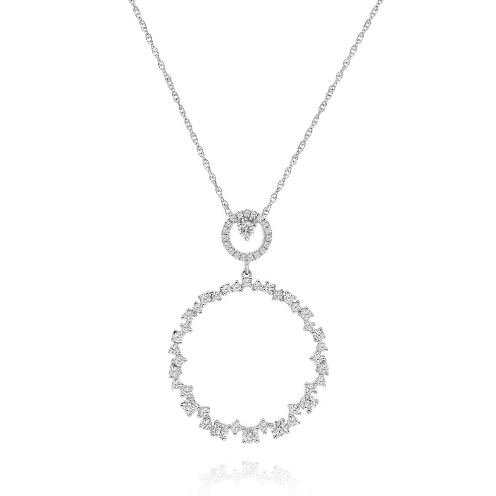 Diamond necklace pendant 14k white gold P17924