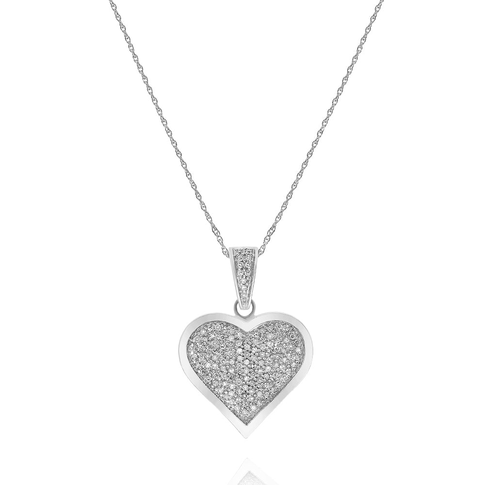 Diamond heart pendant 14k white gold PA1560D