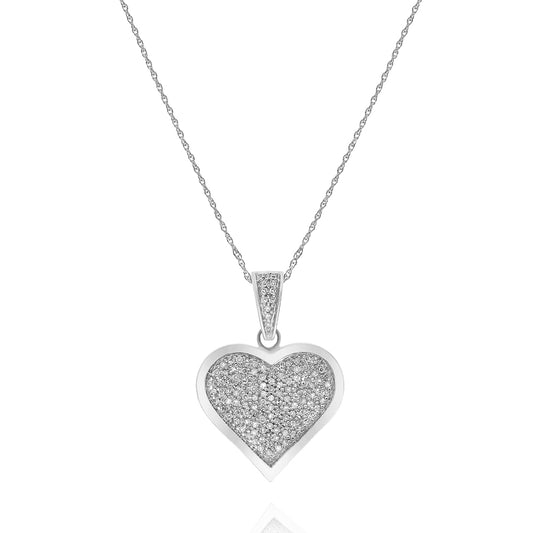 Diamond heart pendant 14k white gold PA1560D