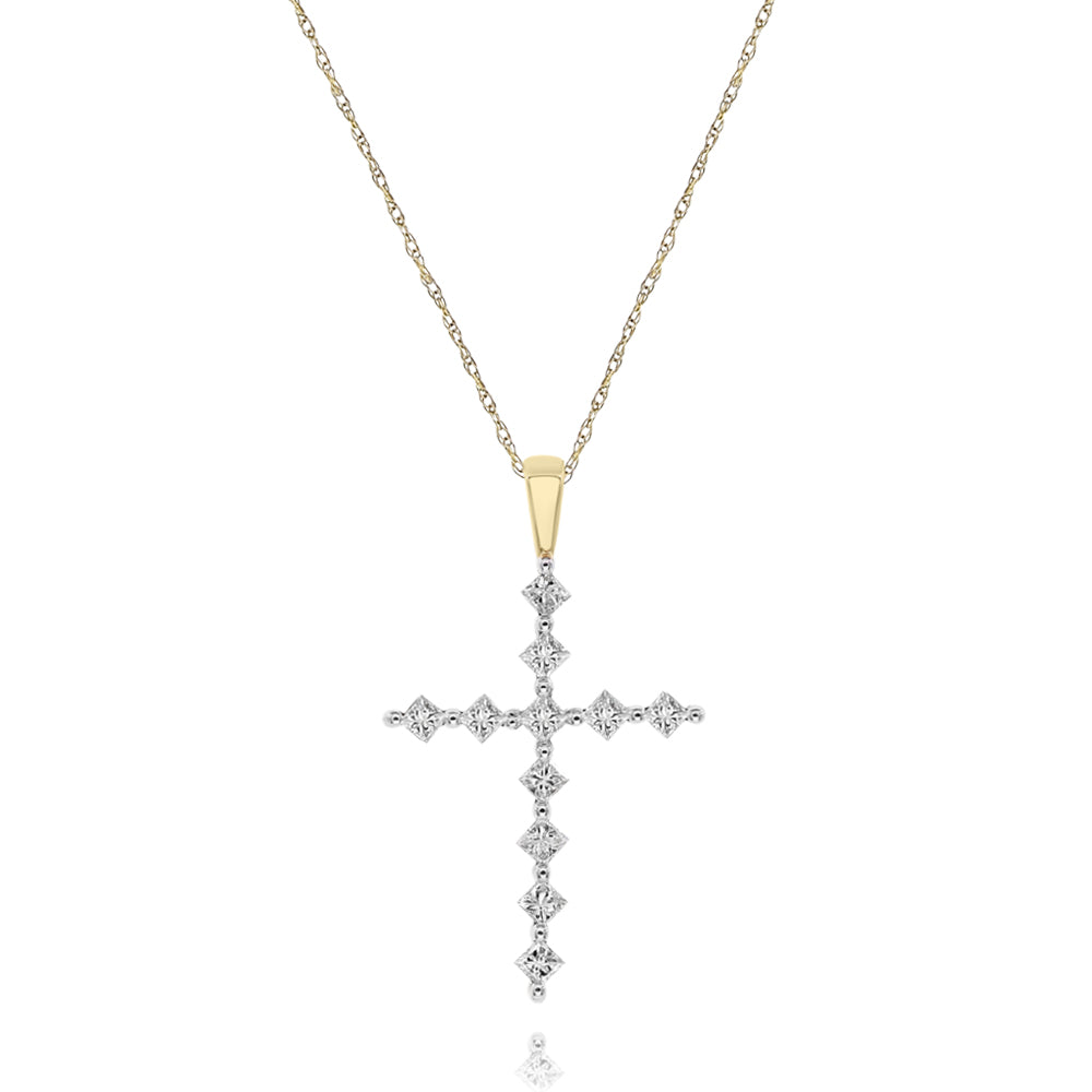 Diamond cross pendant 14k yellow gold PA4069A