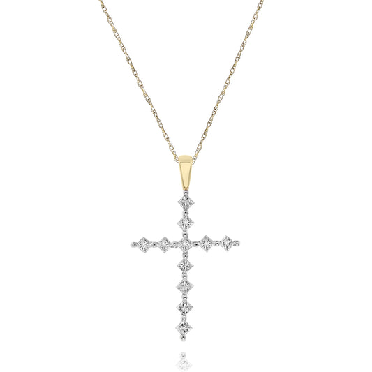 Diamond cross pendant 14k yellow gold PA4069A