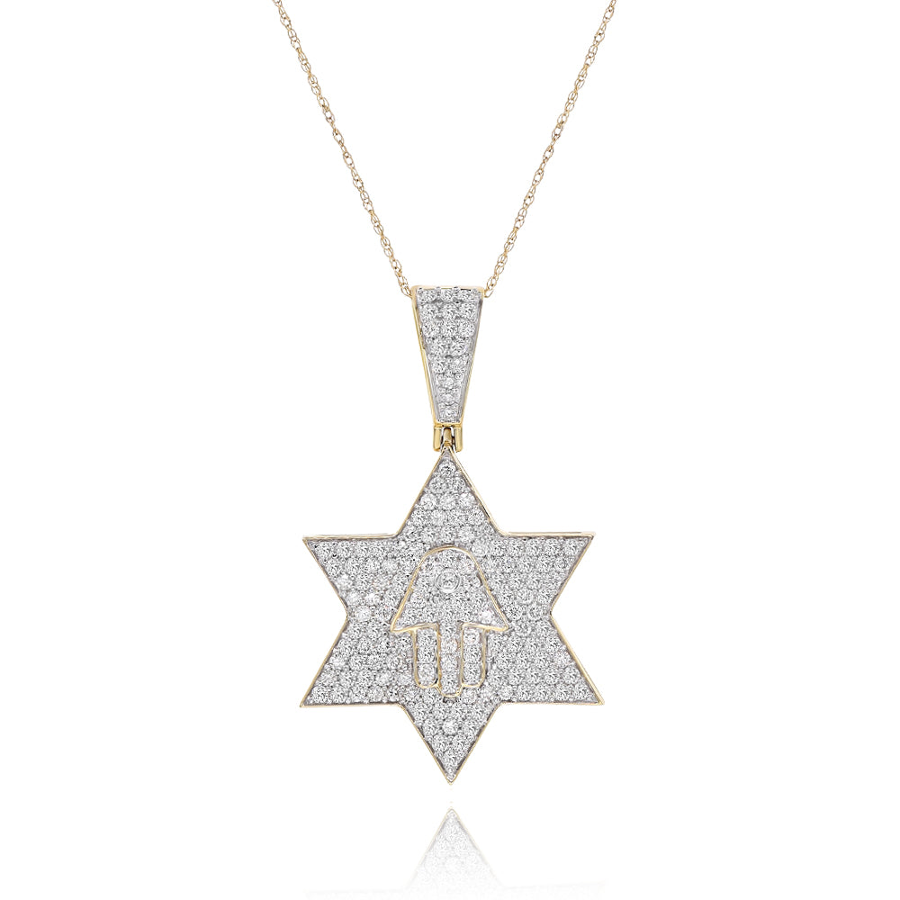 Star of David diamond pendant 14k yellow gold PECH6955