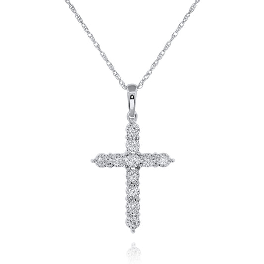 Diamond cross pendant 14k white PEOF2886C1