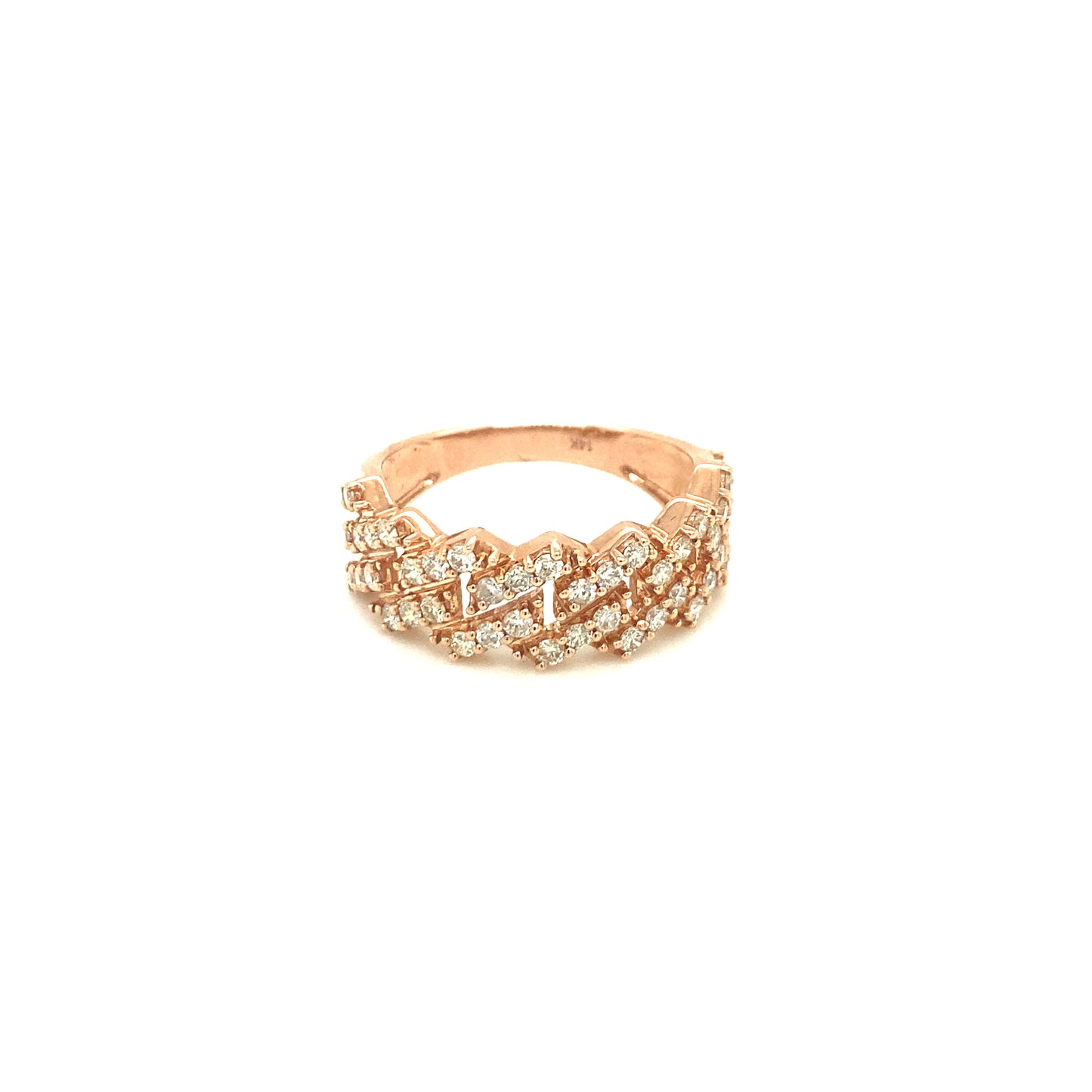 Cuban style diamond ring 14k yellow/white/rose gold RY1143