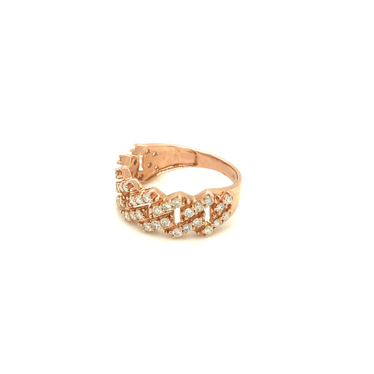 Cuban style diamond ring 14k yellow/white/rose gold RY1143