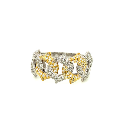 Cuban style diamond ring 14k two-tine yello/white gold RY1144Y/W