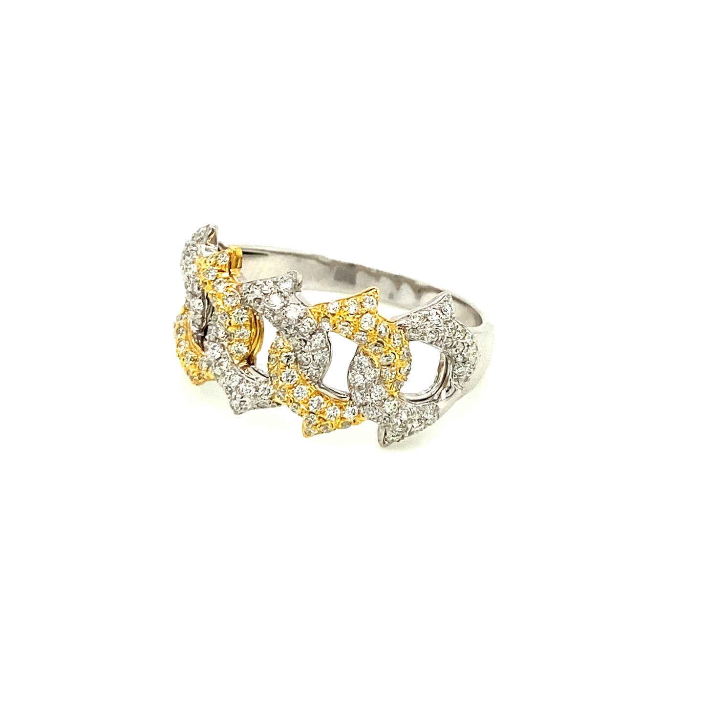 Cuban style diamond ring 14k two-tine yello/white gold RY1144Y/W