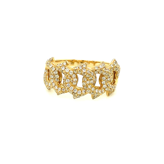 Cuban style diamond ring 14k yellow gold RY1144Y