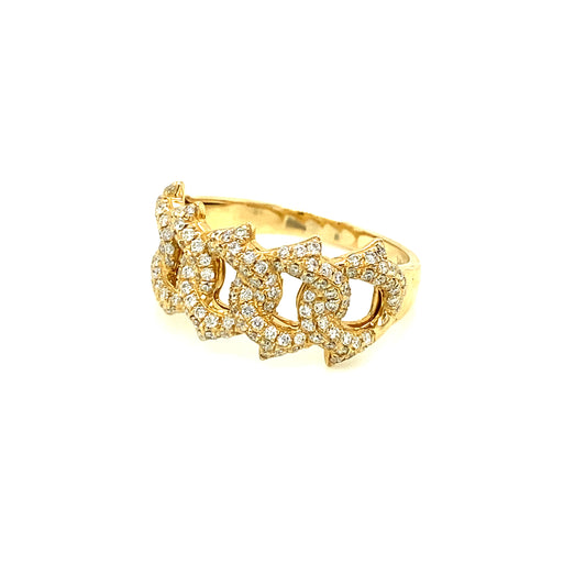 Cuban style diamond ring 14k yellow gold RY1144Y