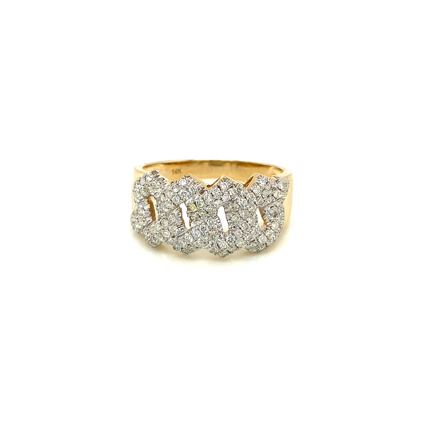 Cuban style diamond ring 14k yellow gold RY1146Y