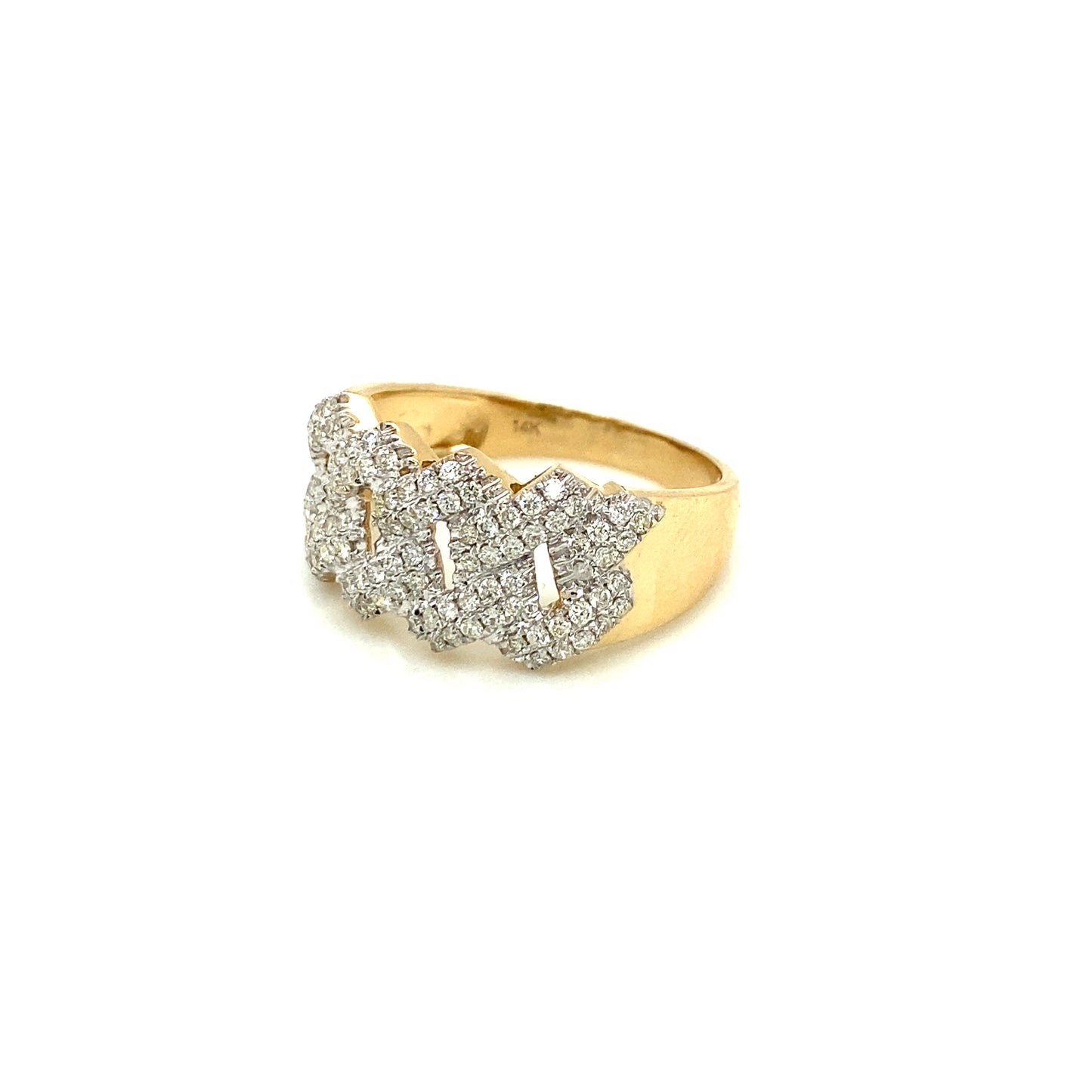 Cuban style diamond ring 14k yellow gold RY1146Y