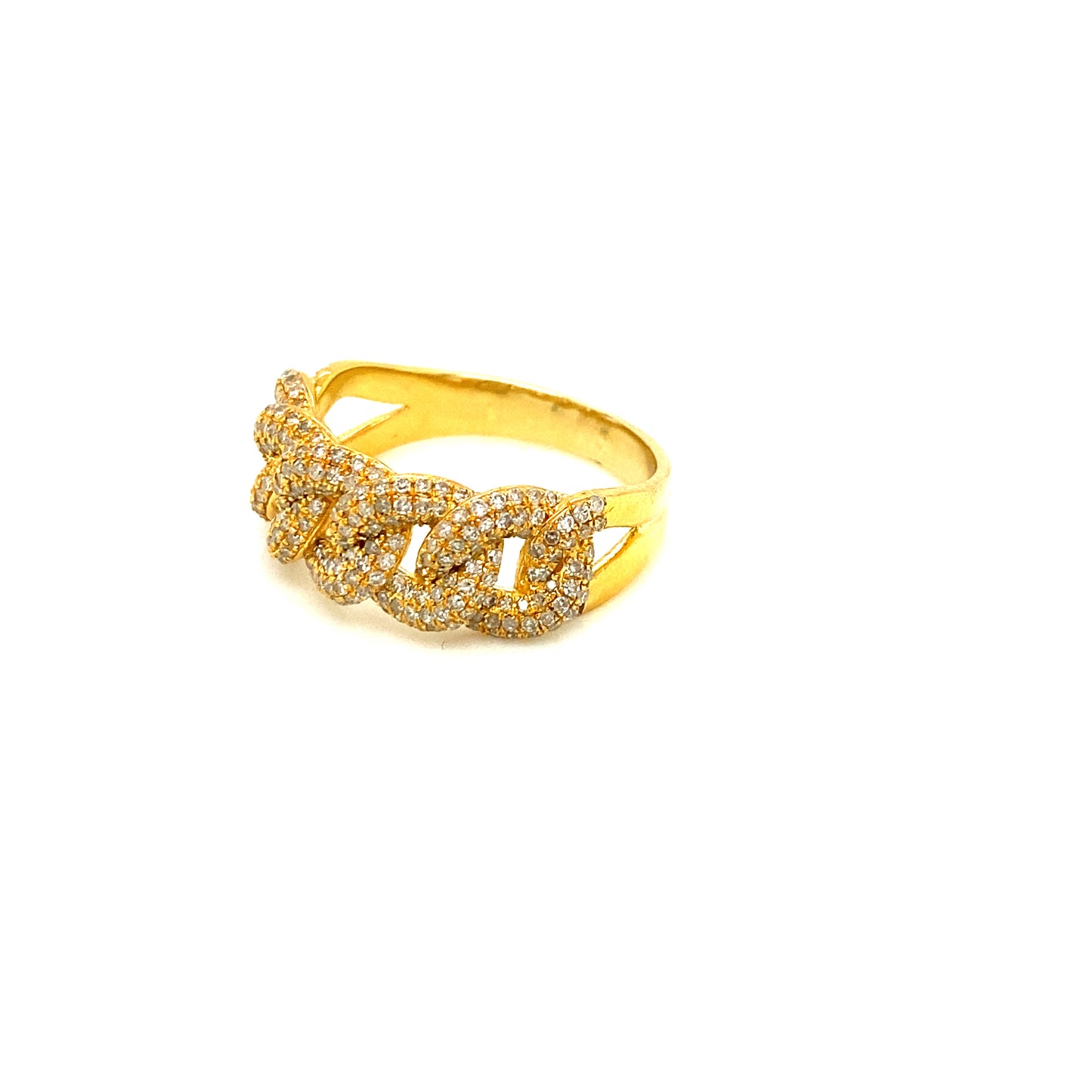 Cuban style diamond ring 10k yellow gold RY1164Y