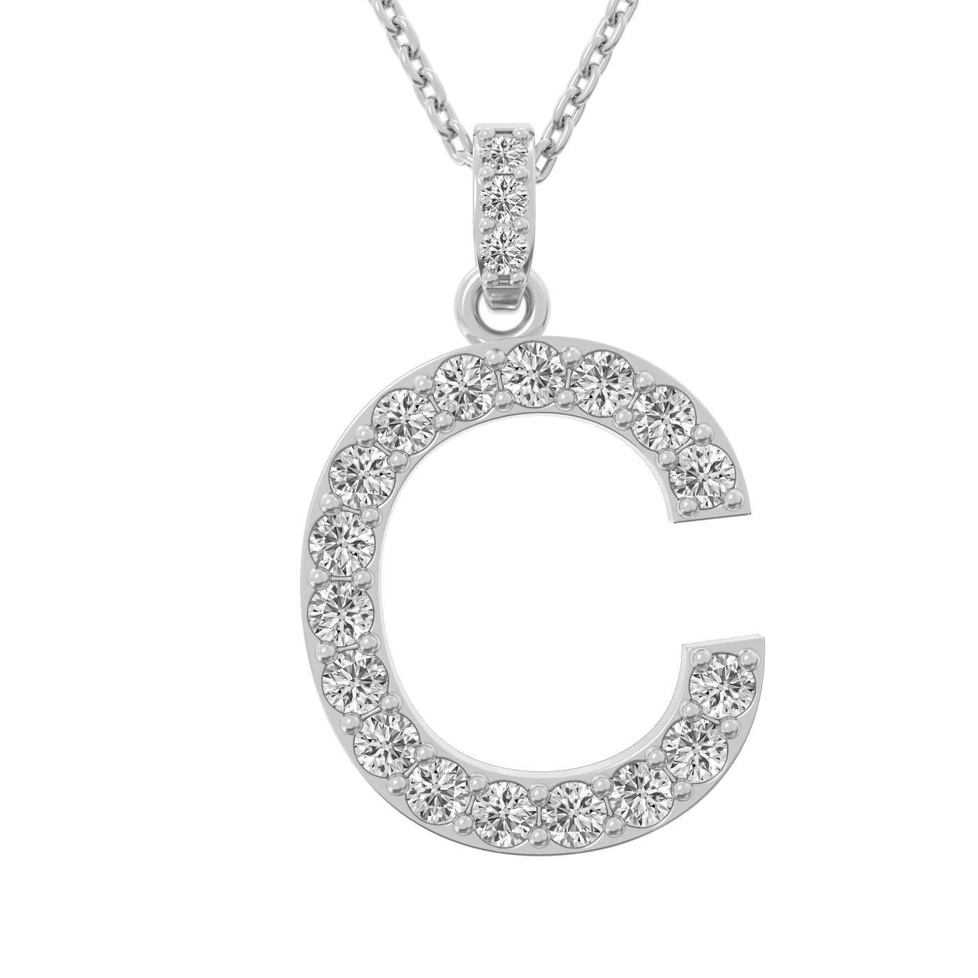 Diamond initial pendant 14K white/yellow/rose P1222-26mm