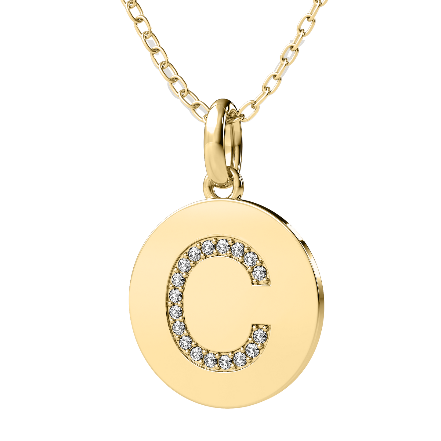 Diamond initial pendant 14K white/yellow/rose P102-24mm