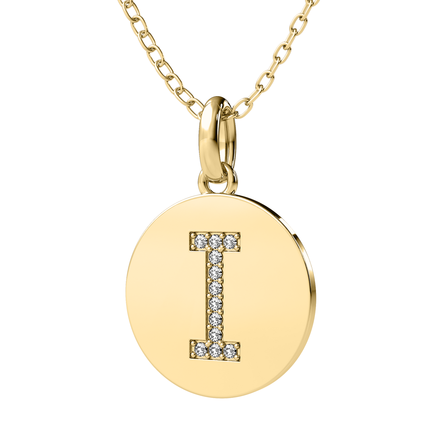 Diamond initial pendant 14K white/yellow/rose P102-24mm