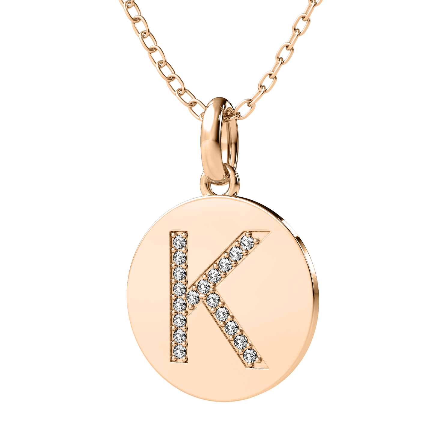 Diamond initial pendant 14K white/yellow/rose P102-24mm