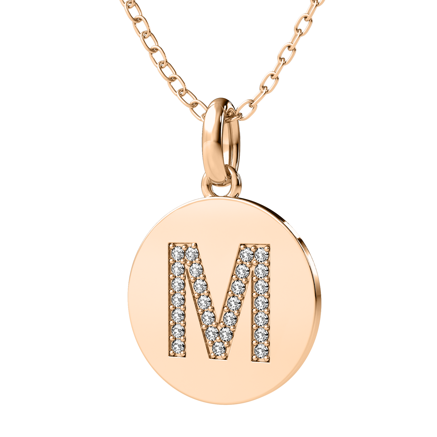 Diamond initial pendant 14K white/yellow/rose P102-24mm