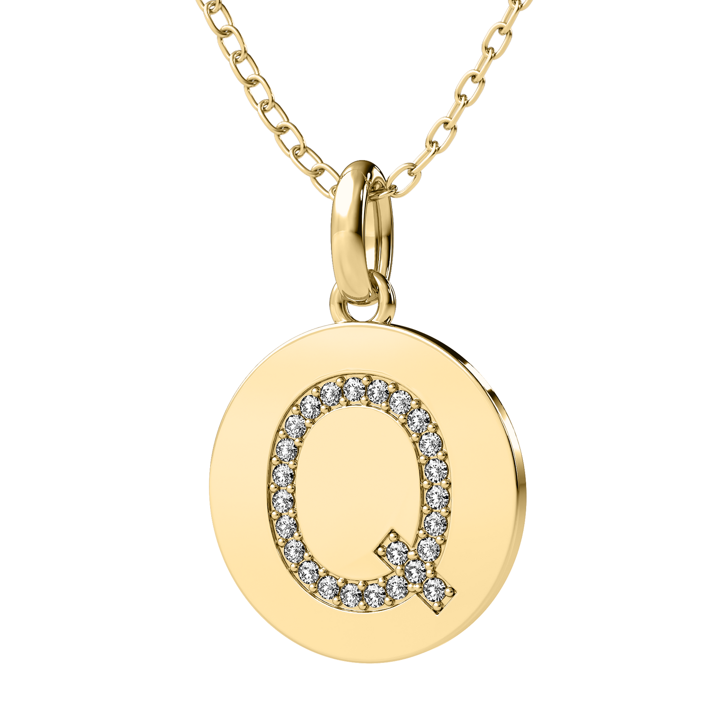 Diamond initial pendant 14K white/yellow/rose P102-24mm