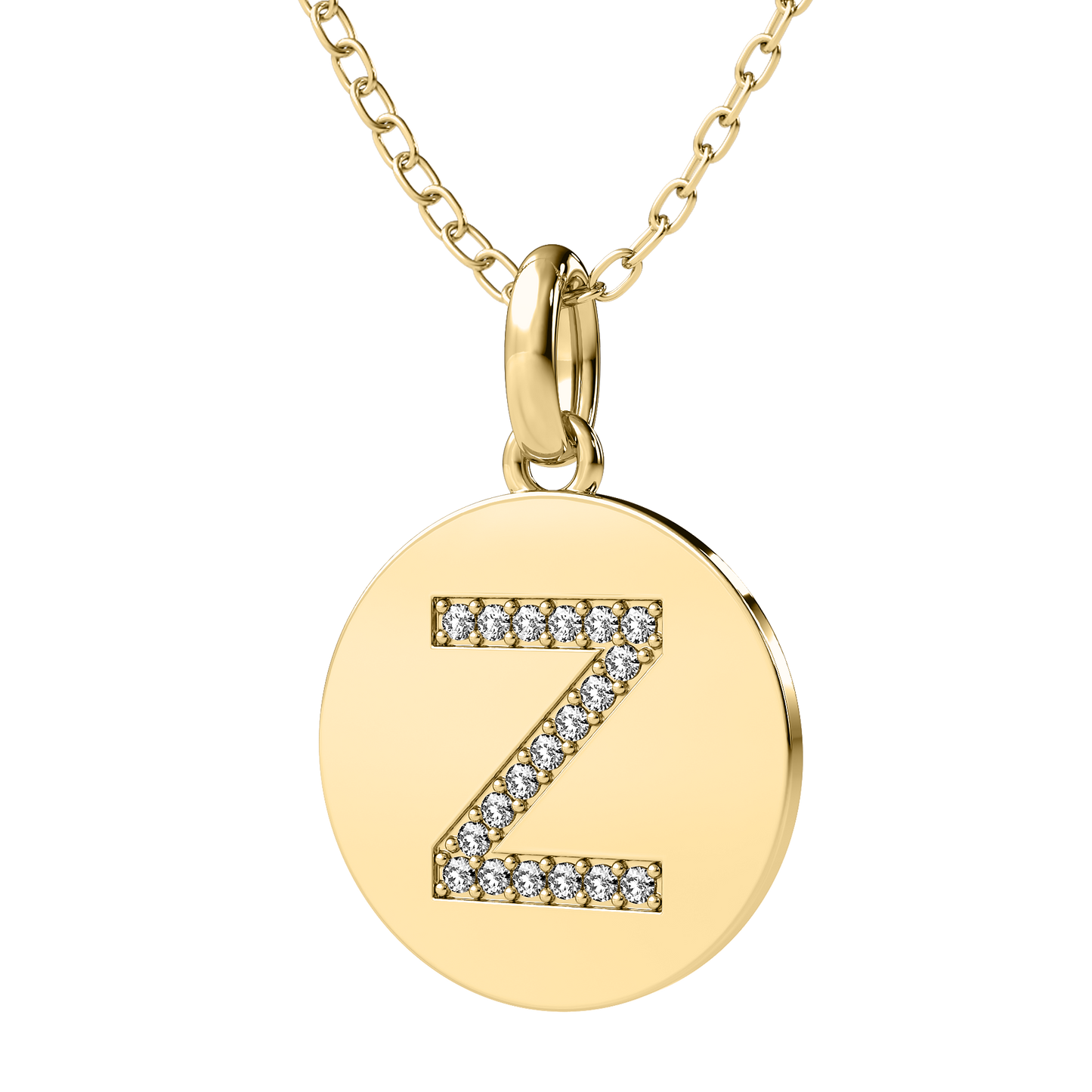 Diamond initial pendant 14K white/yellow/rose P102-24mm