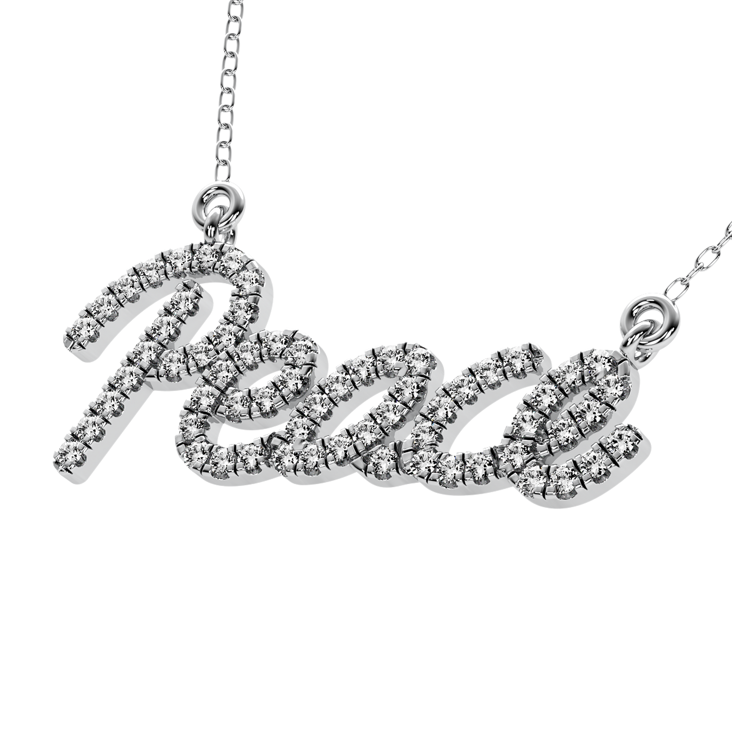 Diamond words necklace pendant 14k yellow/white/rose