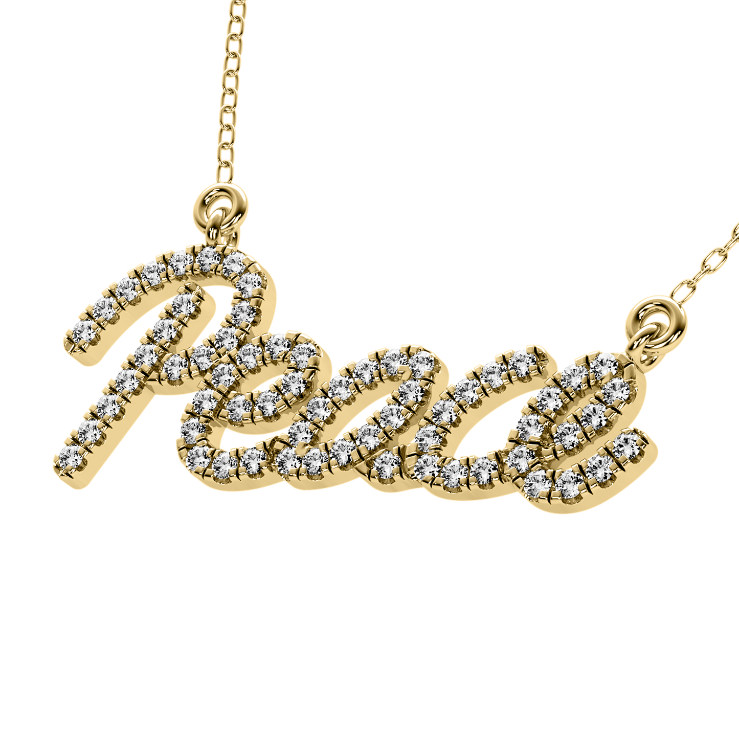 Diamond words necklace pendant 14k yellow/white/rose