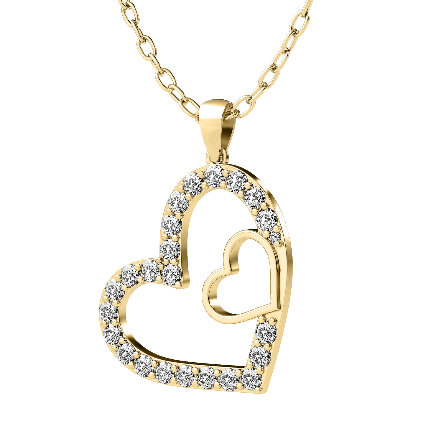 Diamond heart necklace pendant 14k yellow/white/rose gold P866