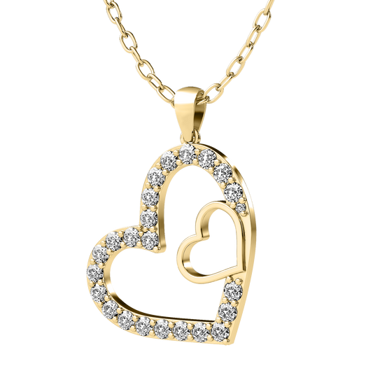 Diamond heart necklace pendant 14k yellow/white/rose gold P866