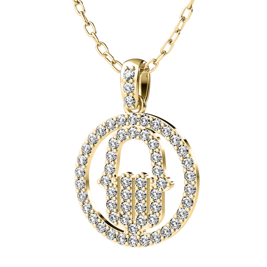 Diamond hamsa pendant 14k yellow/white/rose RP152