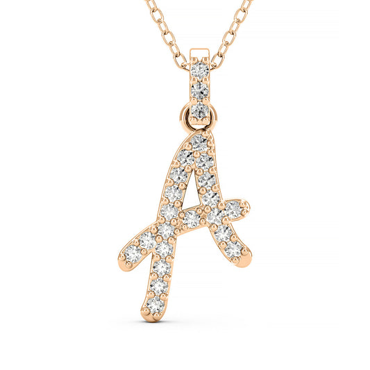 Diamond initial pendant 14K yellow/white/rose P1228 9mm