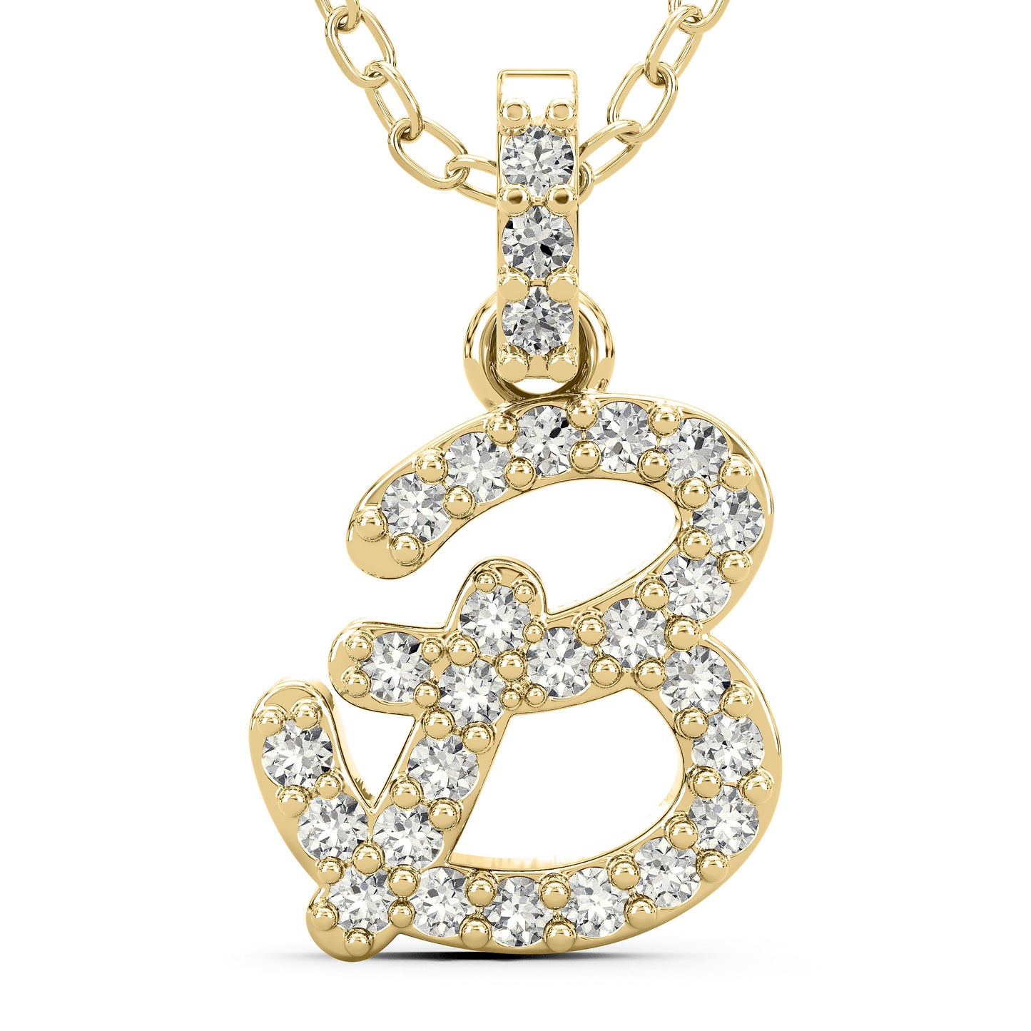 Diamond initial pendant 14K yellow/white/rose P1228 9mm